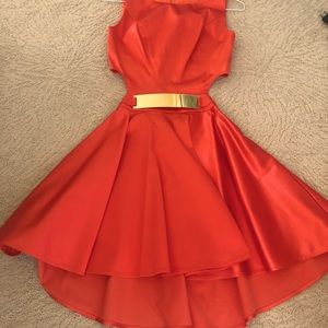 Orange waist cut out dress with gold belt (Marciano)